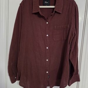 Rails Burgundy Women's Button Down Shirt